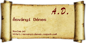 Ásványi Dénes névjegykártya