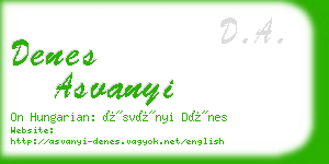 denes asvanyi business card